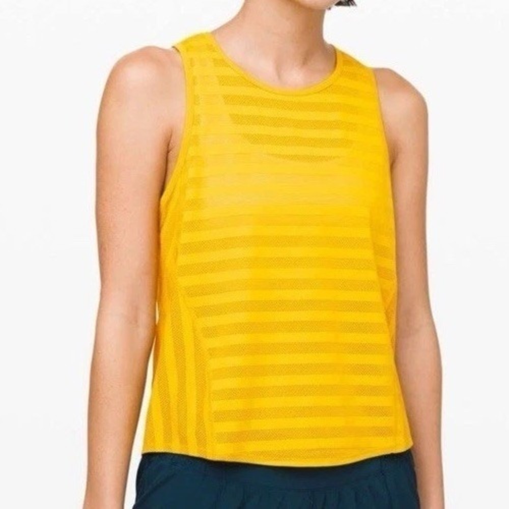 Lululemon Off and‎ Running Women's Tank Top honeycomb Yellow Mesh Color Size 8